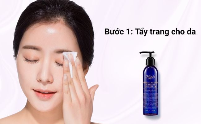 Bước 1: Tẩy trang cho da