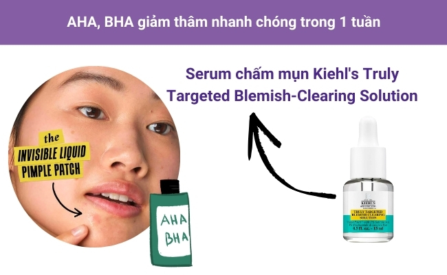 Kiehl's Truly Targeted Blemish-Clearing Solution với AHA, BHA trị hết thâm trong 1 tuần