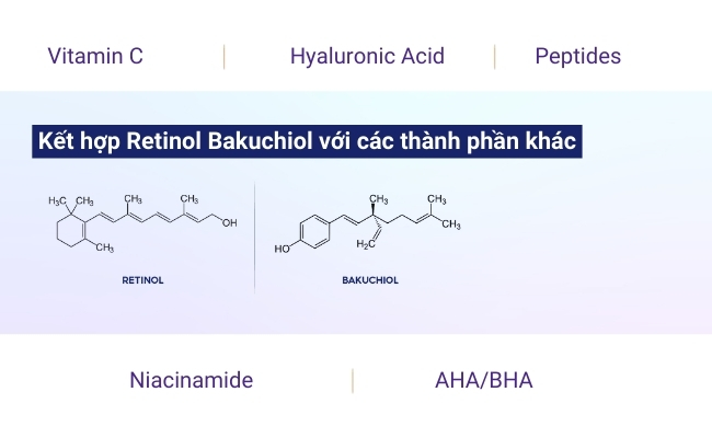 Kết hợp Retinol Bakuchiol cùng các thành phần khác