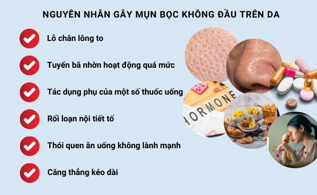 Nguyên nhân gây mụn bọc không đầu trên da