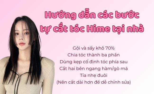 Hướng dẫn các bước tự cắt tóc Hime tại nhà cực đơn giản