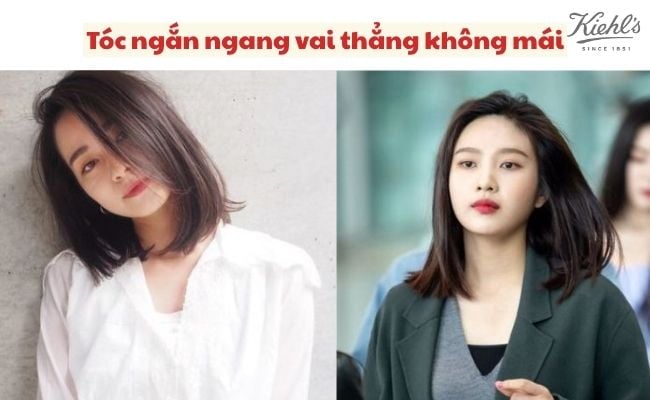 Tóc ngắn ngang vai thẳng không mái