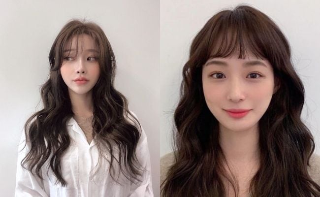 Tóc mái thưa kết hợp tóc uốn xoăn gợn sóng ngắn sành điệu