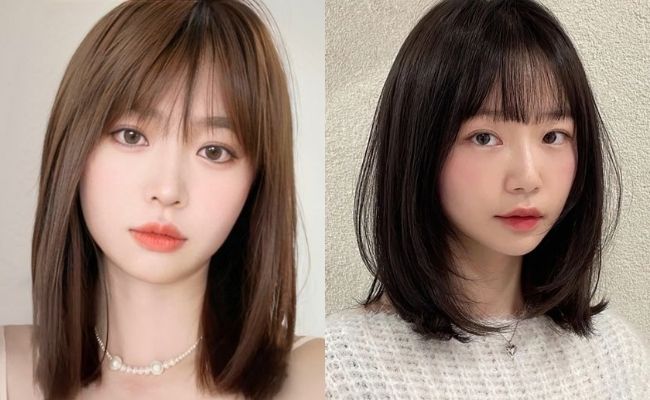 Tóc mái thưa kết hợp tóc ngắn thẳng thời trang