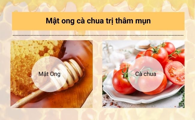 Mật ong kết hợp với cà chua giúp làm dịu da và giảm thâm hiệu quả. 