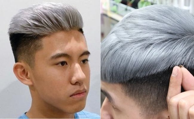 Nam da ngăm nhuộm tóc màu xám khói