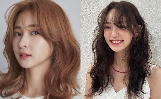 Tóc mái xoăn kết hợp tóc dài xoăn lơi xinh xắn