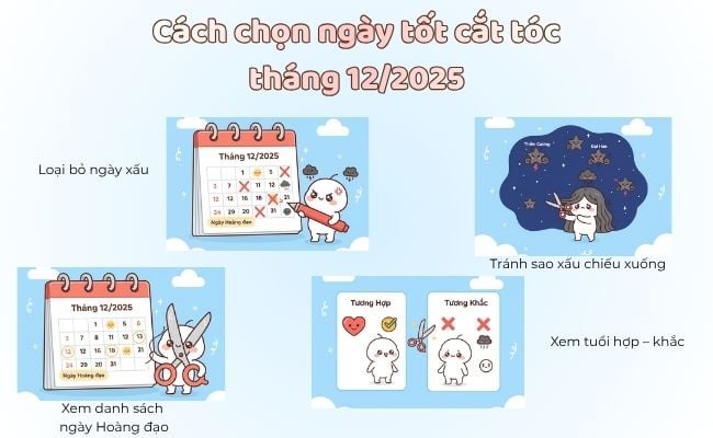 Cách chọn ngày tốt cắt tóc tháng 12/2025