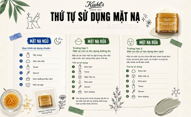 Thứ tự sử dụng mặt nạ ngủ và mặt nạ rửa