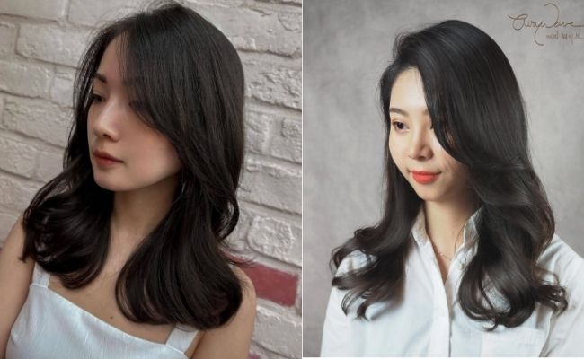 Kiểu tóc xoăn sóng nhẹ nhàng dài ngang vai, dịu dàng và thanh thoát