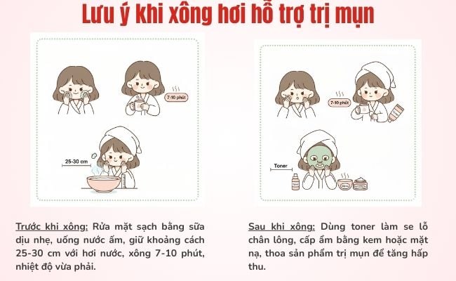Lưu ý khi xông hơi hỗ trợ trị mụn