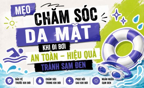 Hình ảnh minh họa về chăm sóc da mặt khi đi bơi